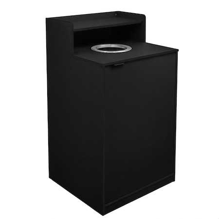 Flash Furniture Dell Receptacle Enclosure for 32 Gallon Trash Cans w/8-in Drop Hole and Upper Tray Shelf, Blk GC-M-196-BLK-GG